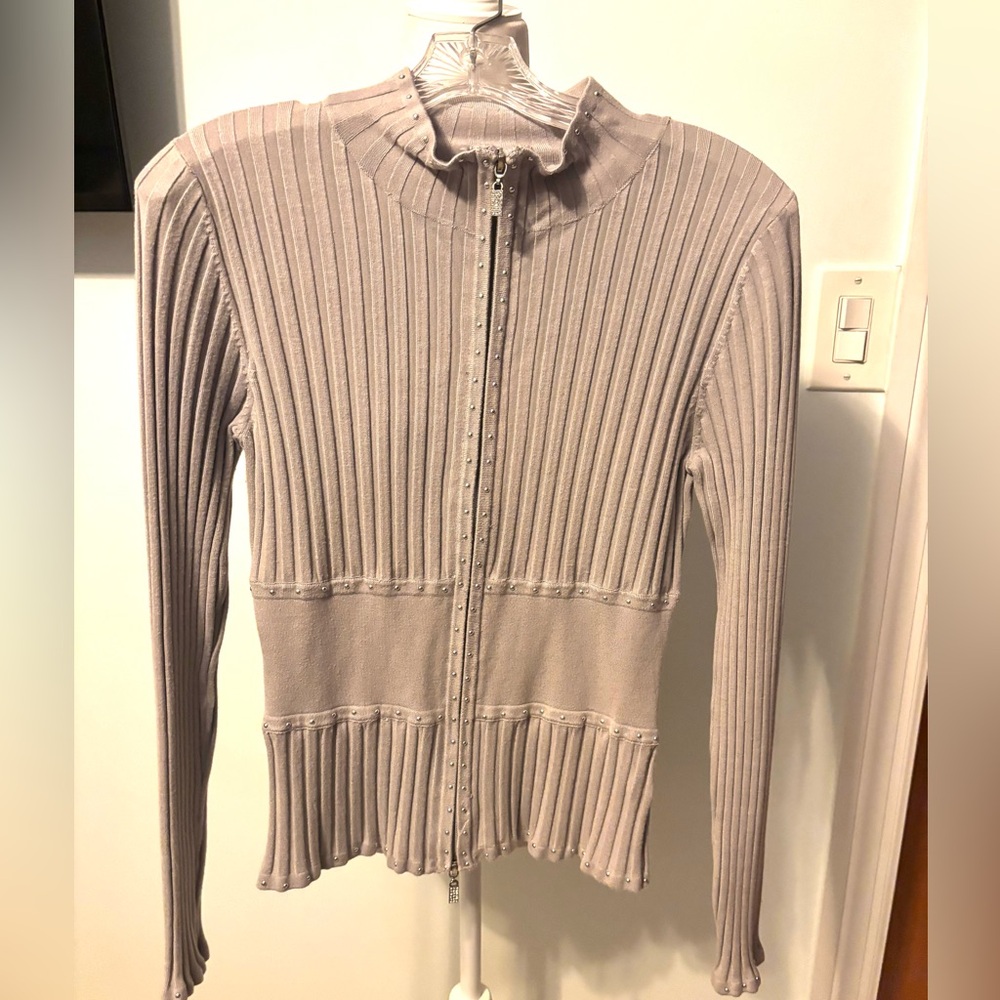 Fontana Gray Ribbed Knit Sweater